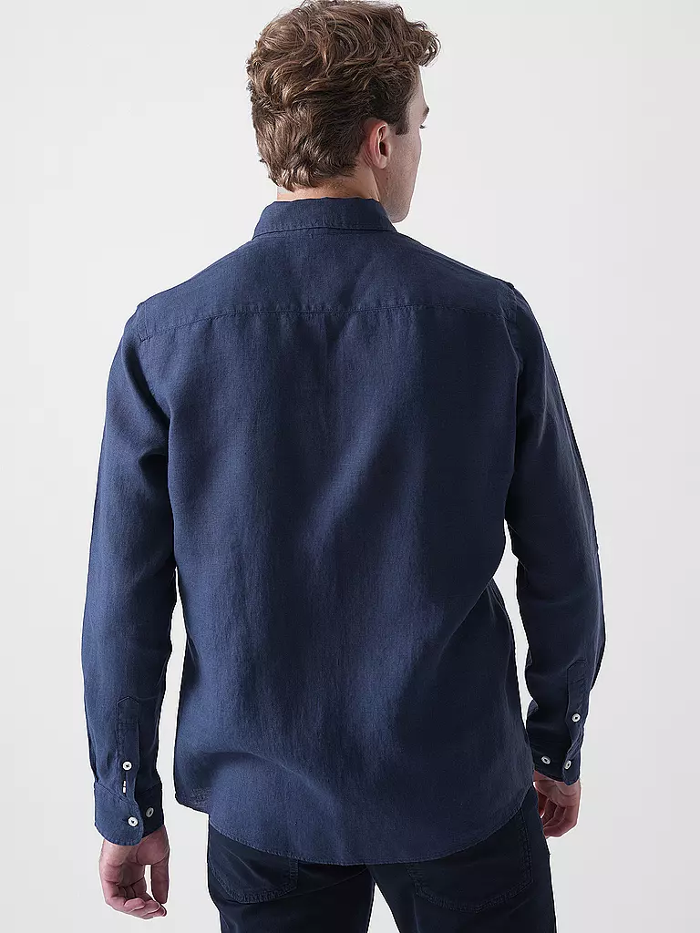 BOSS | Camisa de lino Slim Fit H-ROAN | Azul oscuro