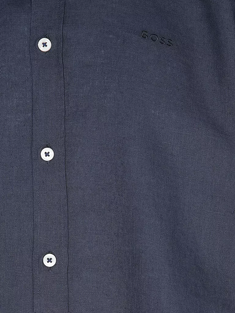 BOSS | Camisa de lino Slim Fit H-ROAN | Azul oscuro