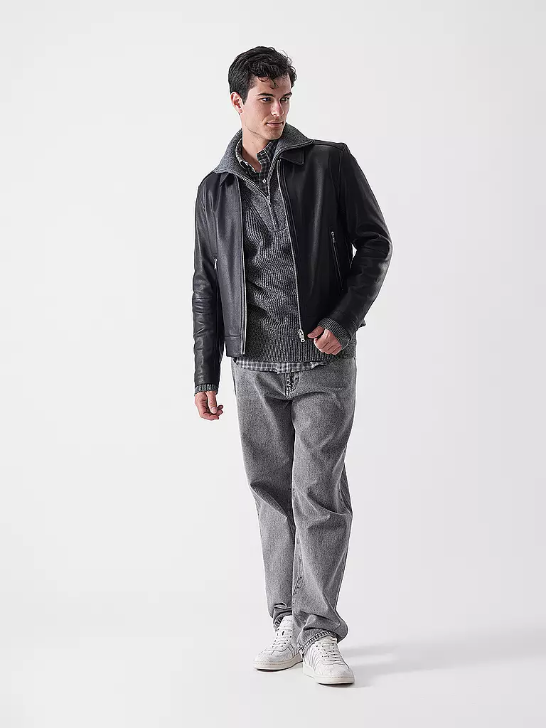 BOSS | Chaqueta de cuero H-MAPSON4 | Negro