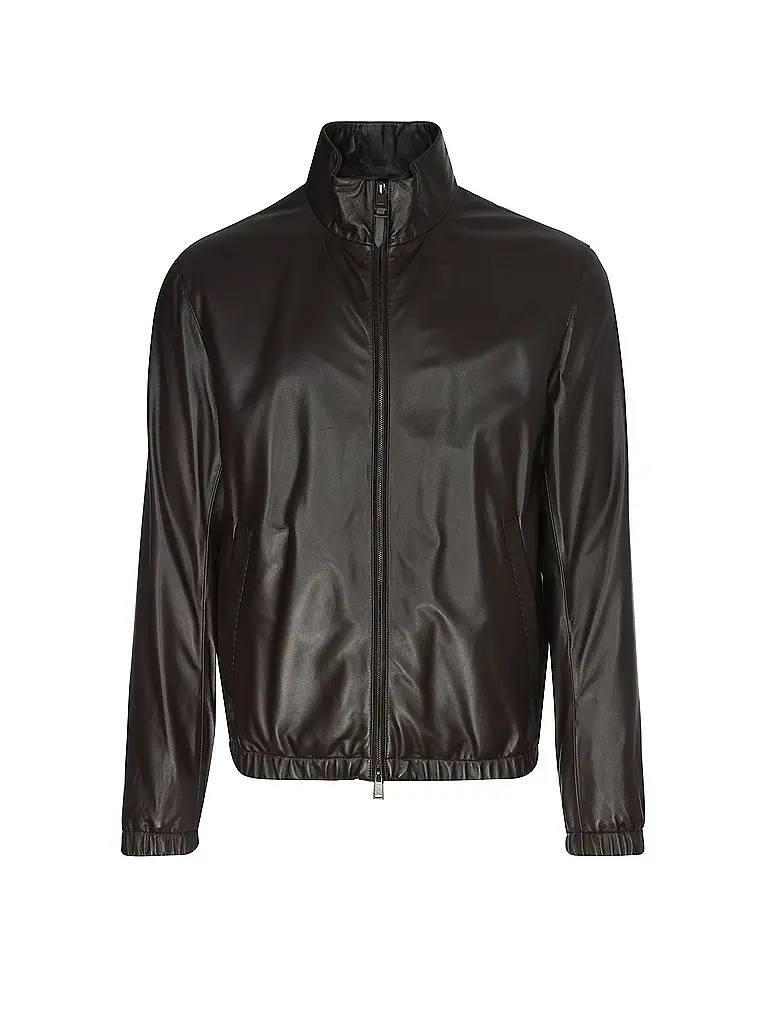 BOSS | Chaqueta de cuero L-MUBUK2 | Marrón
