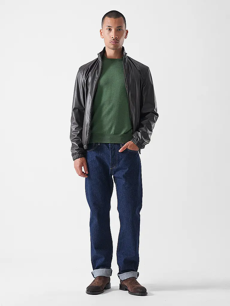 BOSS | Chaqueta de cuero L-MUBUK2 | Marrón