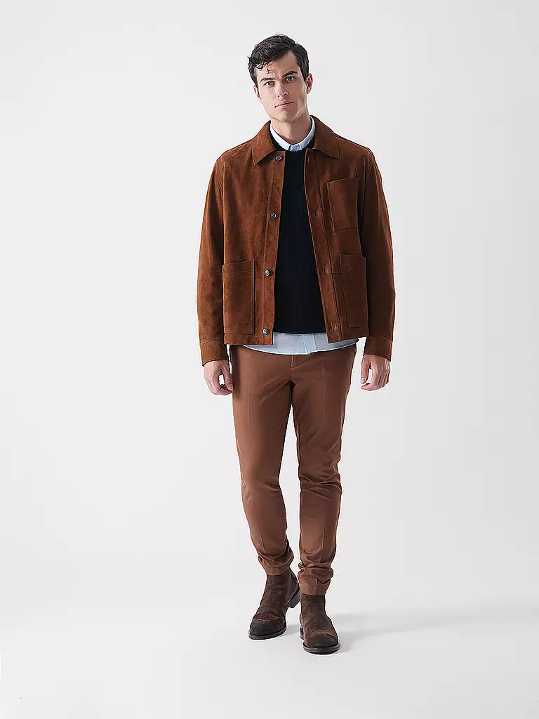 BOSS | Chaqueta de cuero | Marrón