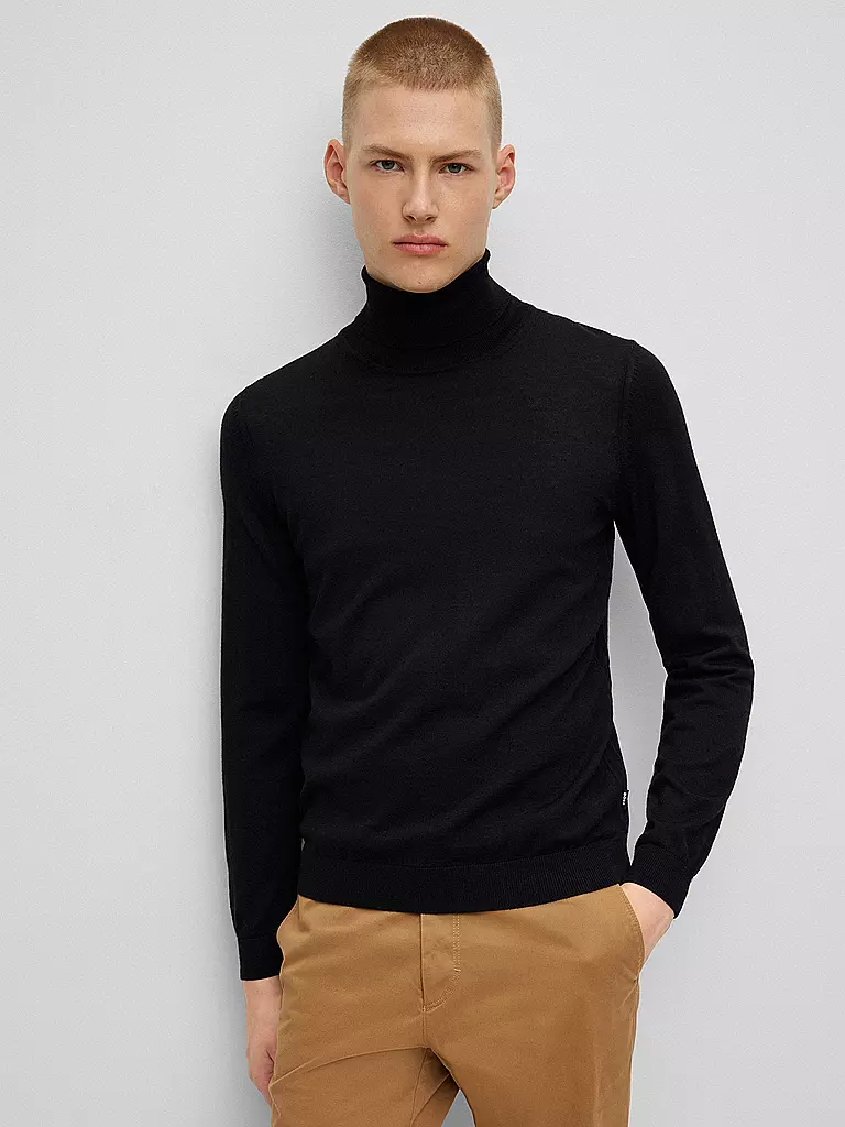 BOSS | Jersey de cuello alto Slim Fit MUSSO | schwarz