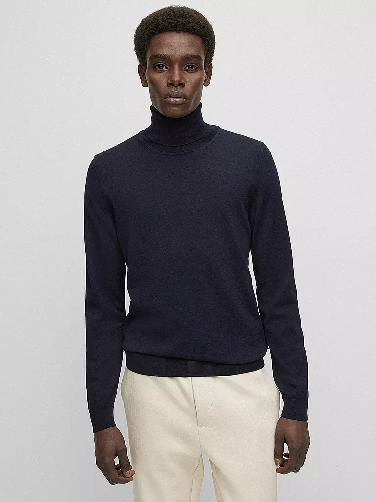 BOSS | Jersey de cuello alto Slim Fit MUSSO | dunkelblau