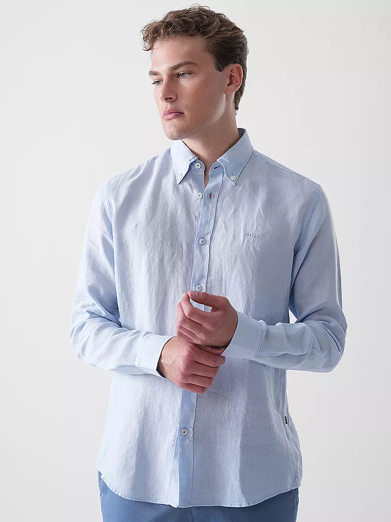 BOSS | Leinenhemd Slim Fit H-ROAN | Azul claro
