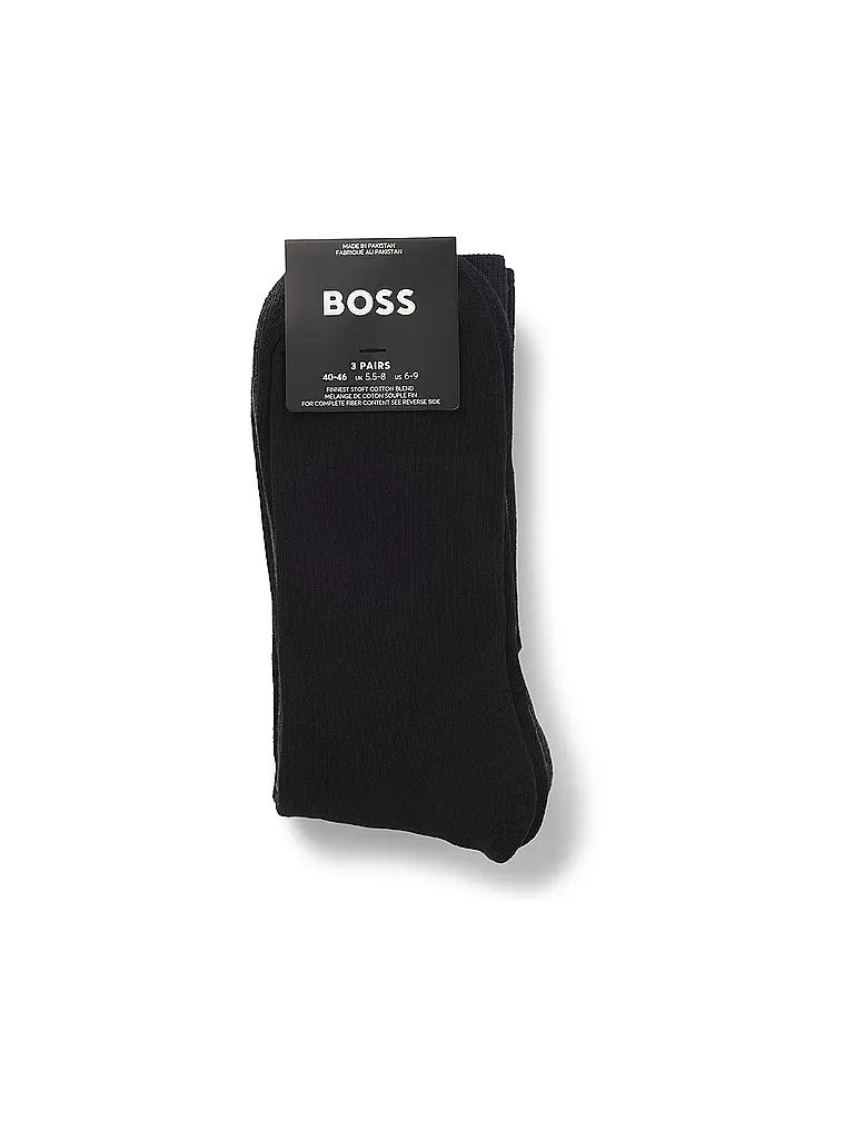 BOSS | Nombre del producto: Calcetines paquete de 3 open miscellaneous
Marca: BOSS
Color: negro
Categorías: Moda, Hombre
Etiquetas: Paquete múltiple

Material: Algodón, Elástico
Diseño: Liso
Estilo: Smart Business
Detalles: Logo | 