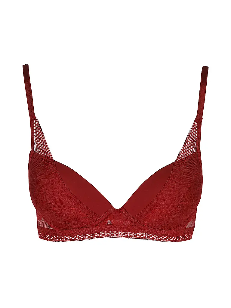 BOSS | Sujetador con aros HALF PAD_PEONY LACE rojo oscuro | Rojo oscuro
