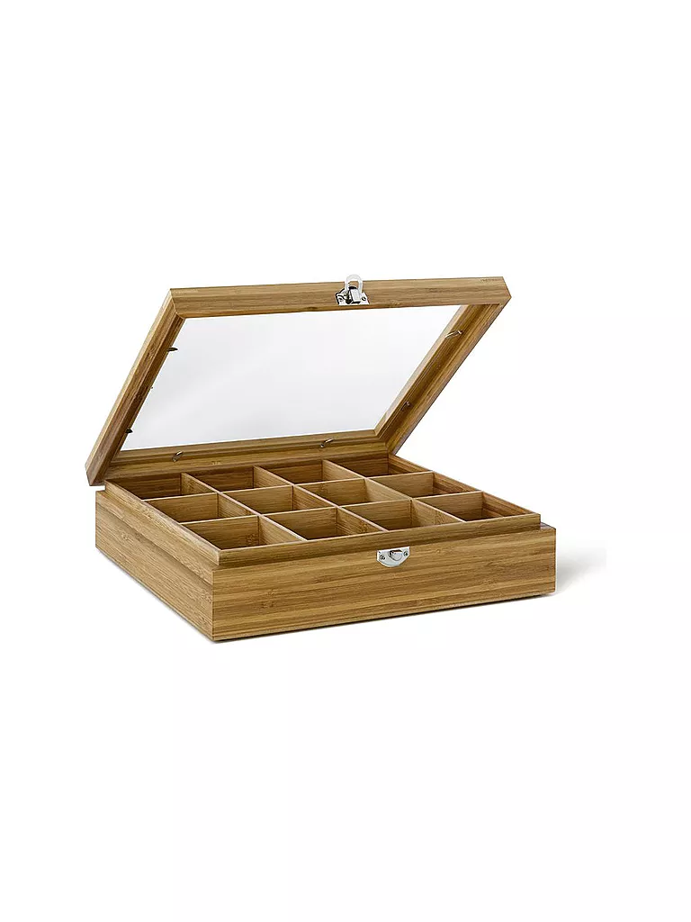 BREDEMEIJER | Caja de té de bambú con 12 compartimentos | Marrón