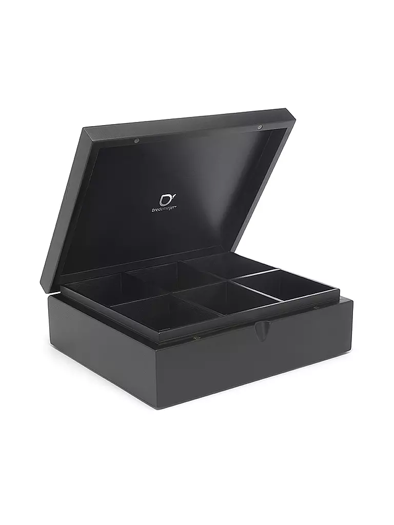 BREDEMEIJER | Caja para bolsitas de té con 6 compartimentos de bambú negro | Negro