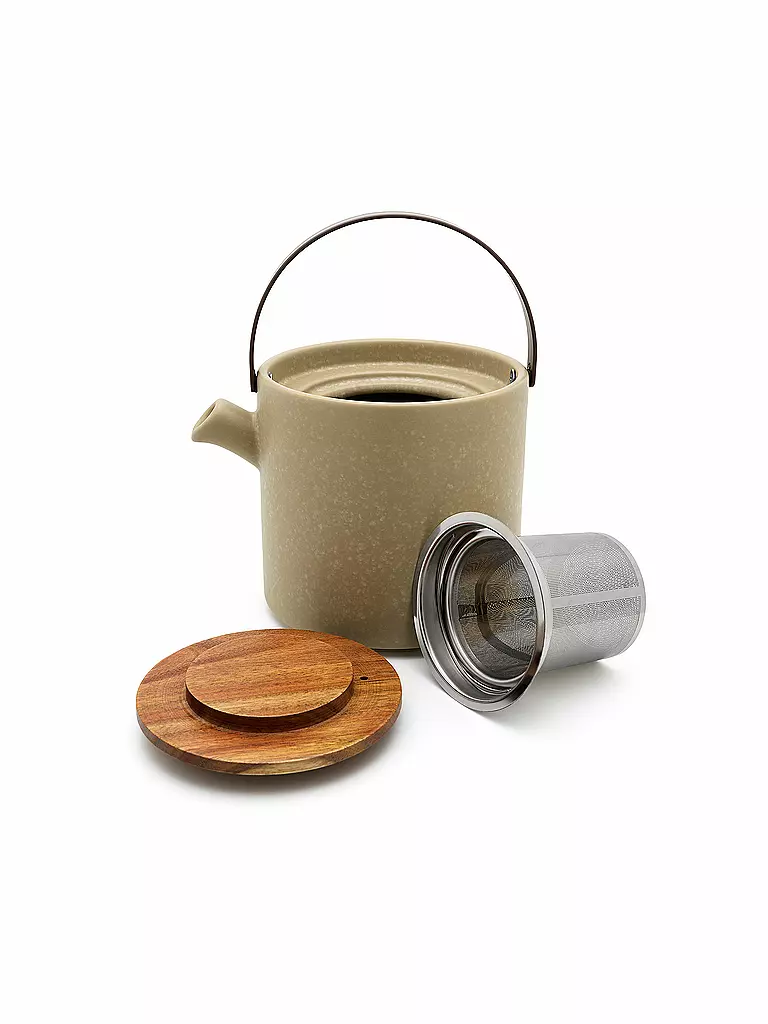 BREDEMEIJER | Juego de té UMEA 1,2 l gris arcilla/acacia | Camel