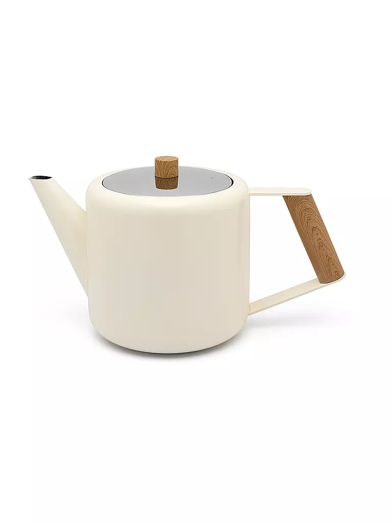 BREDEMEIJER | Tetera de doble pared Boston 1,1l Blanco mate/Aspecto de madera | Blanco