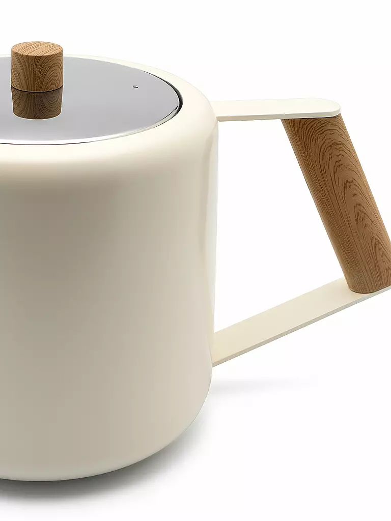 BREDEMEIJER | Tetera de doble pared Boston 1,1l Blanco mate/Aspecto de madera | Blanco