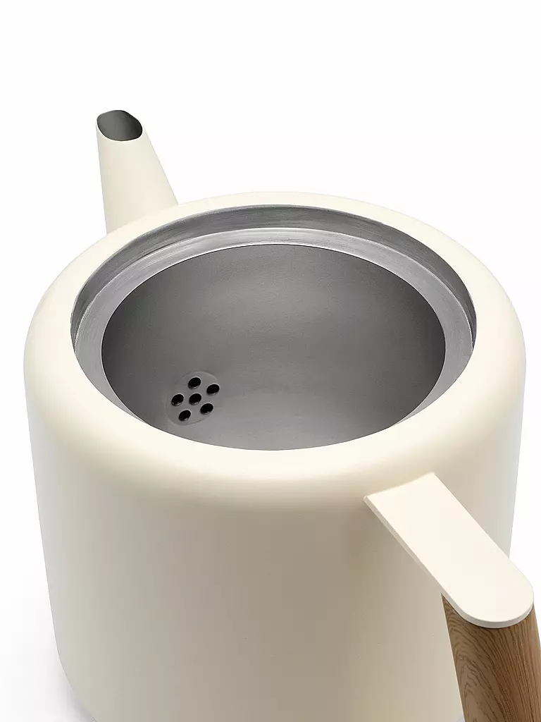 BREDEMEIJER | Tetera de doble pared Boston 1,1l Blanco mate/Aspecto de madera | Blanco