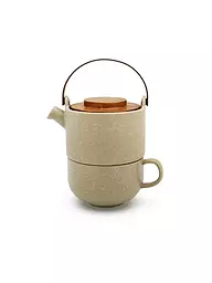 BREDEMEIJER | Tea for one Umea con tapa de bambú 0,5l Blanco | Camel