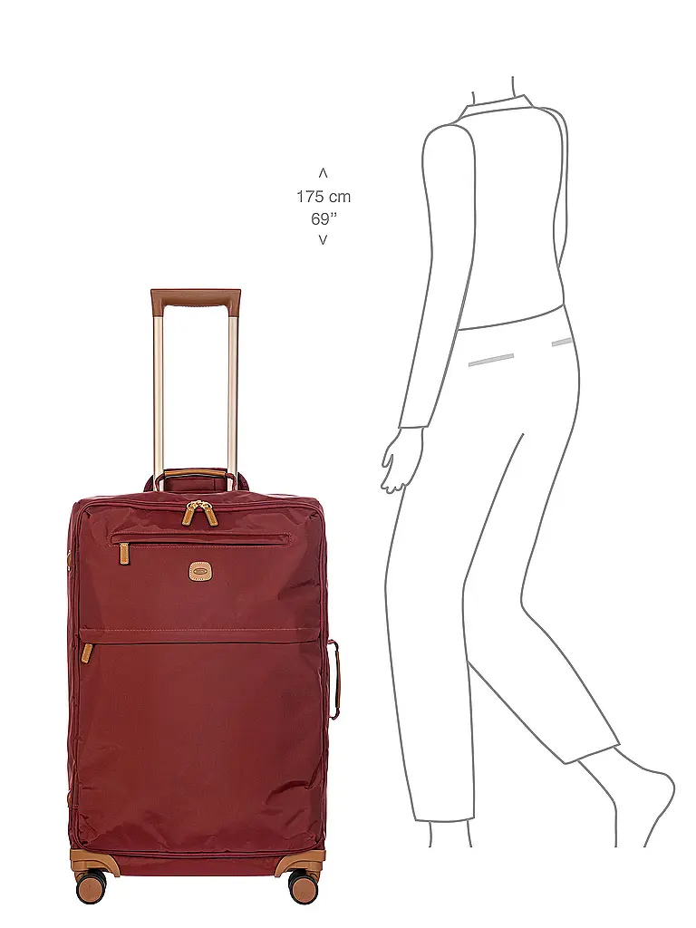 BRICS | Trolley blando X-TRAVEL 71cm Burdeos | Rojo oscuro