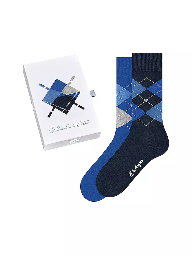BURLINGTON | Caja de regalo de calcetines para hombre, paquete de 2, tallas 40-46 | Azul