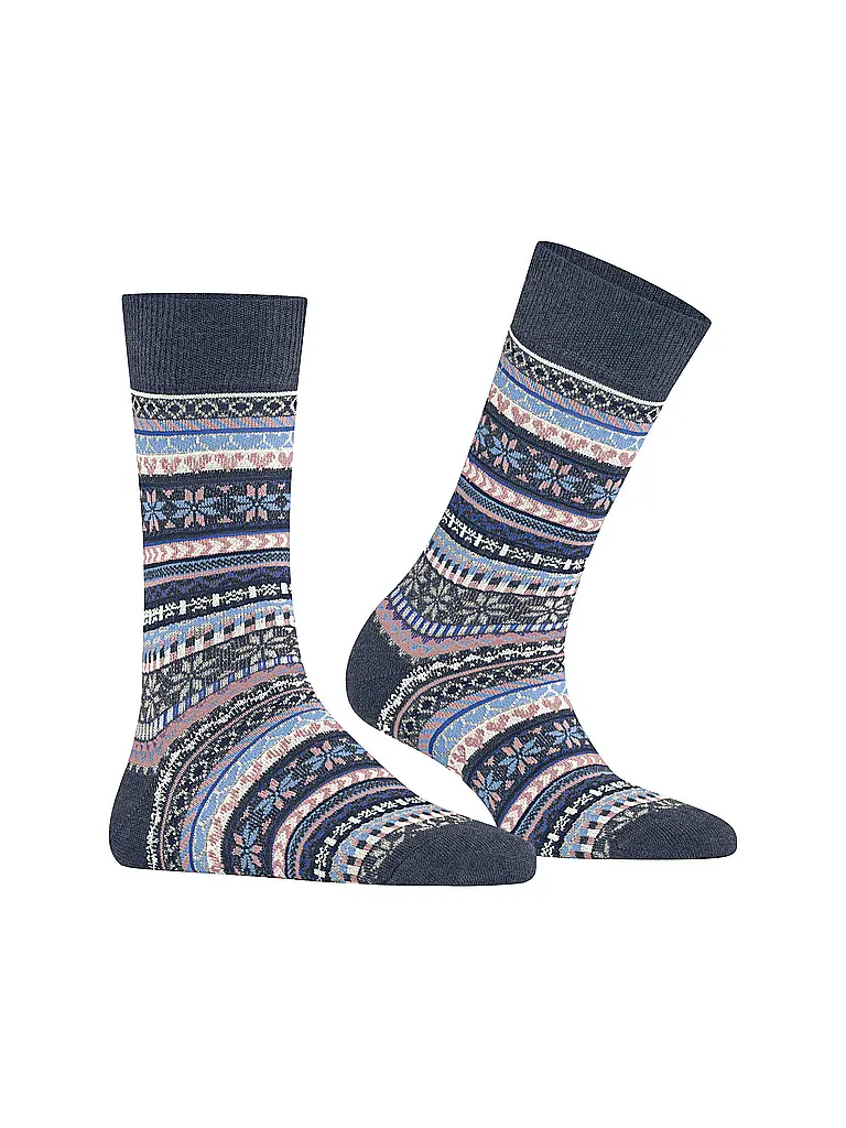 BURLINGTON | Calcetines de mujer FAIR ISLE DELIGHT 36-41 azul oscuro mel. | Azul
