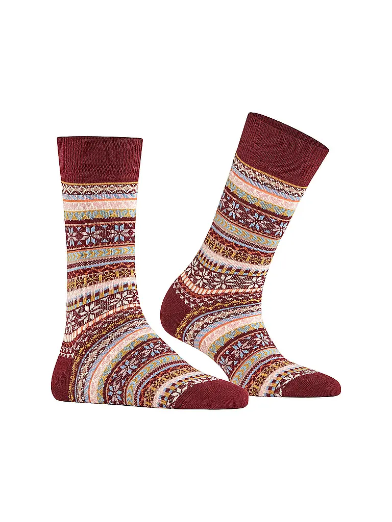 BURLINGTON | Calcetines de mujer FAIR ISLE DELIGHT 36-41 clarete | Rojo oscuro