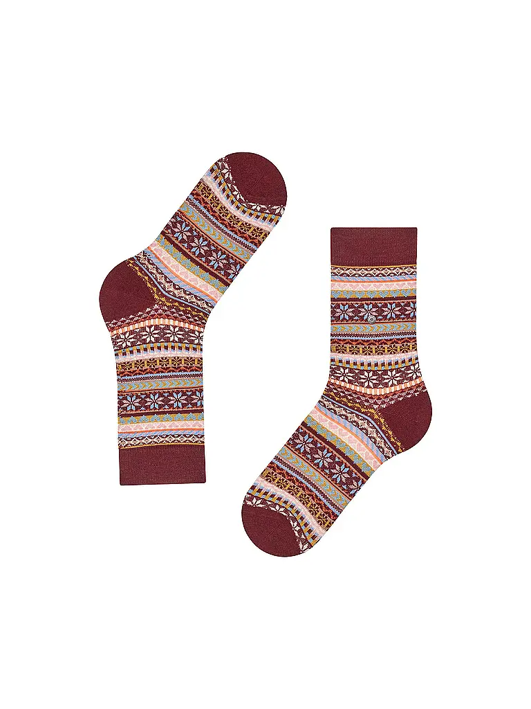 BURLINGTON | Calcetines de mujer FAIR ISLE DELIGHT 36-41 clarete | Rojo oscuro