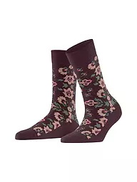 BURLINGTON | Calcetines de mujer VELVET BLOOMS 36-41 barolo | Rojo oscuro
