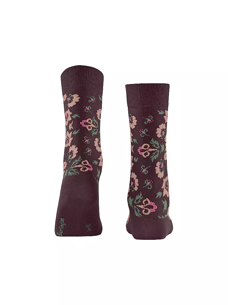 BURLINGTON | Calcetines de mujer VELVET BLOOMS 36-41 barolo | Rojo oscuro