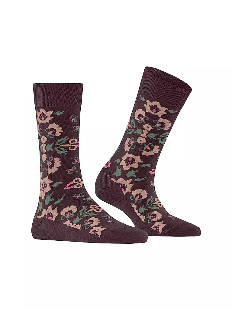 BURLINGTON | Calcetines de mujer VELVET BLOOMS 36-41 barolo | Rojo oscuro