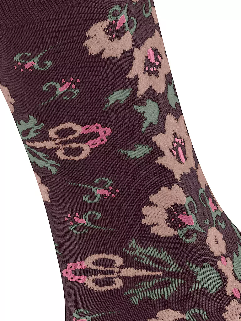 BURLINGTON | Calcetines de mujer VELVET BLOOMS 36-41 barolo | Rojo oscuro