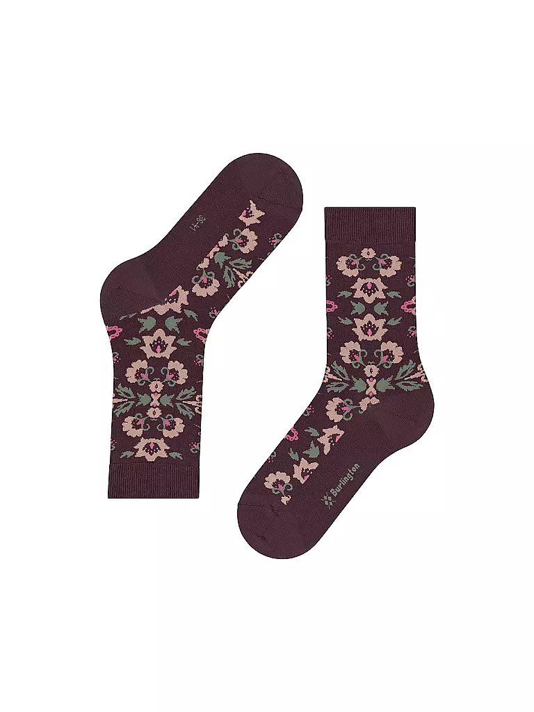 BURLINGTON | Calcetines de mujer VELVET BLOOMS 36-41 barolo | Rojo oscuro