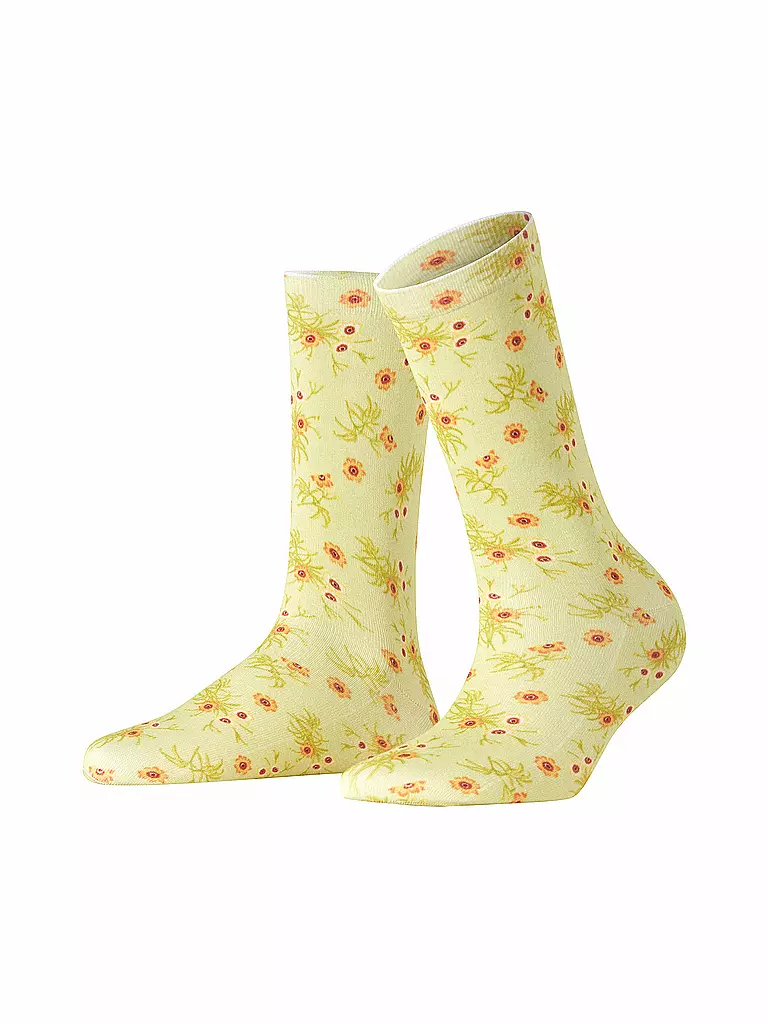BURLINGTON | Calcetines FLORAL ROMANCE 36-41 lemon | Verde claro
