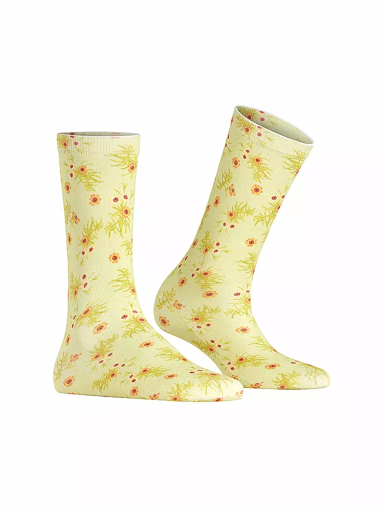 BURLINGTON | Calcetines FLORAL ROMANCE 36-41 lemon | Verde claro