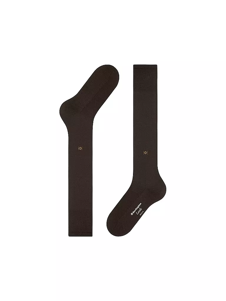 BURLINGTON | Calcetines hasta la rodilla LEEDS 40-46 marrón oscuro para hombre | 