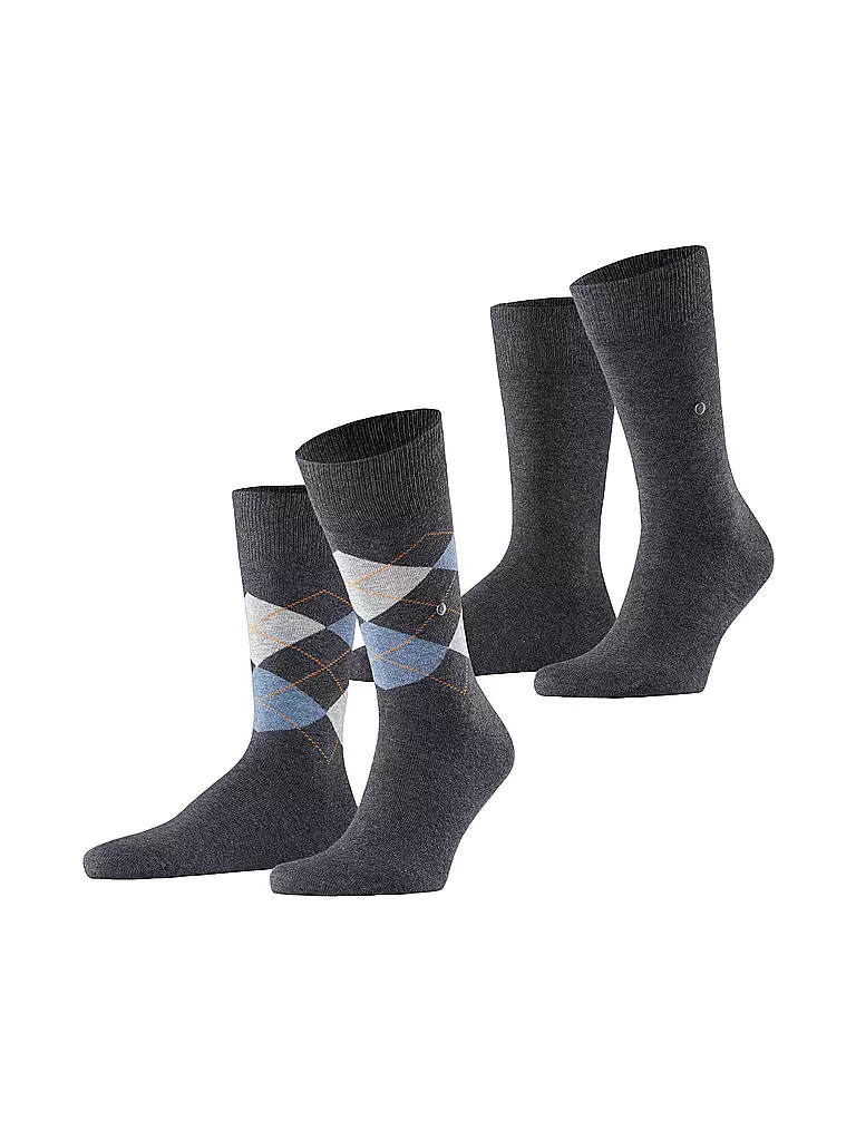 BURLINGTON | Calcetines para hombre EVERYDAY, paquete de 2, talla 40-46, gris antracita jaspeado. | Gris