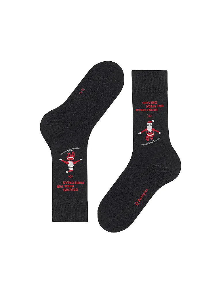 BURLINGTON | Nombre del producto: Calcetines de hombre SNOWBOARDING SANTA 40-46 negro | Negro