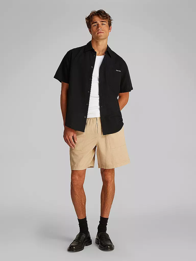 CALVIN KLEIN JEANS | Camisa de lino | schwarz