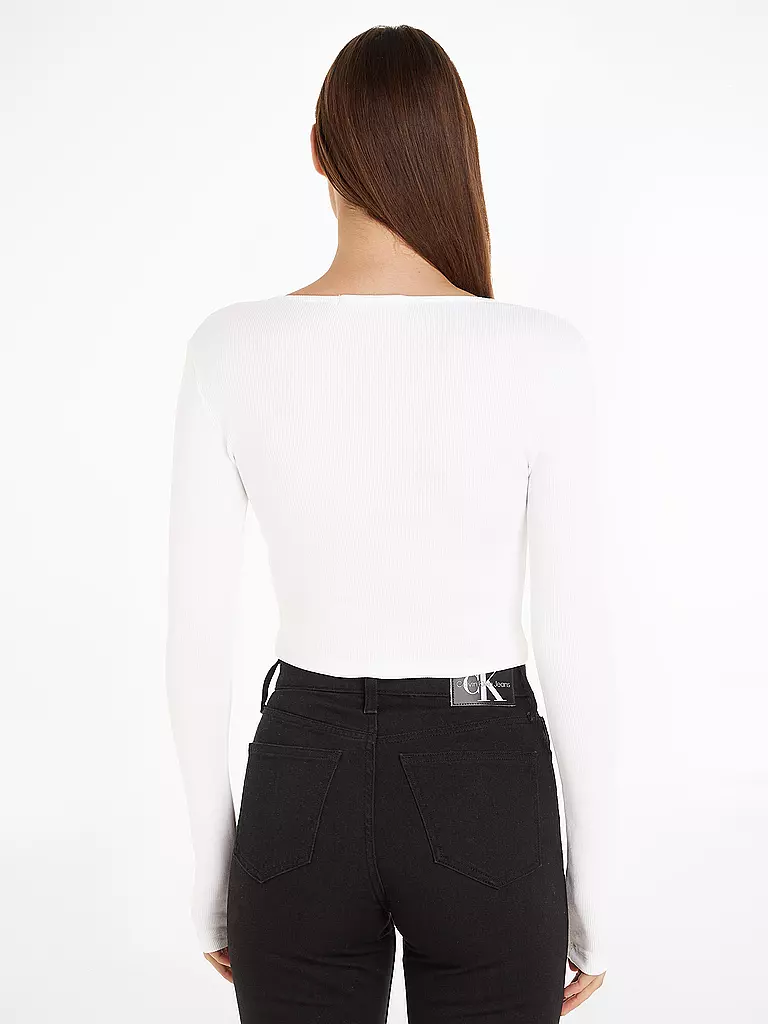 CALVIN KLEIN JEANS | Langarmshirt Cropped Fit | Blanco
