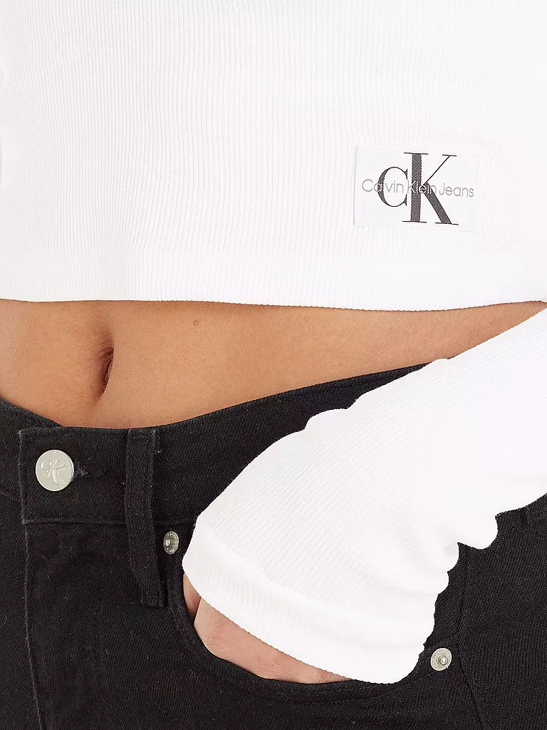 CALVIN KLEIN JEANS | Langarmshirt Cropped Fit | Blanco
