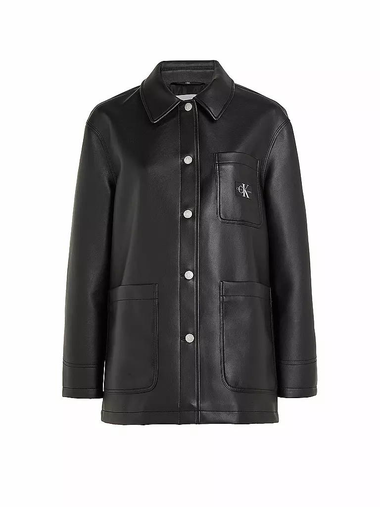CALVIN KLEIN JEANS | Overshirt in Lederoptik  | Negro