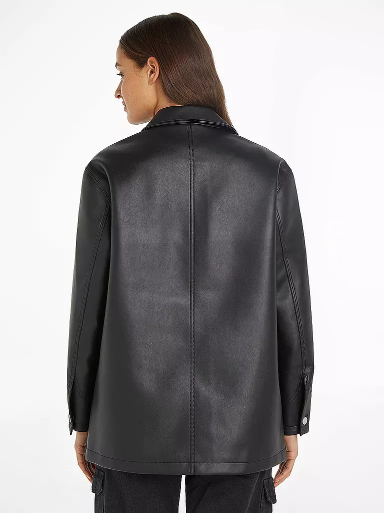 CALVIN KLEIN JEANS | Overshirt in Lederoptik  | Negro
