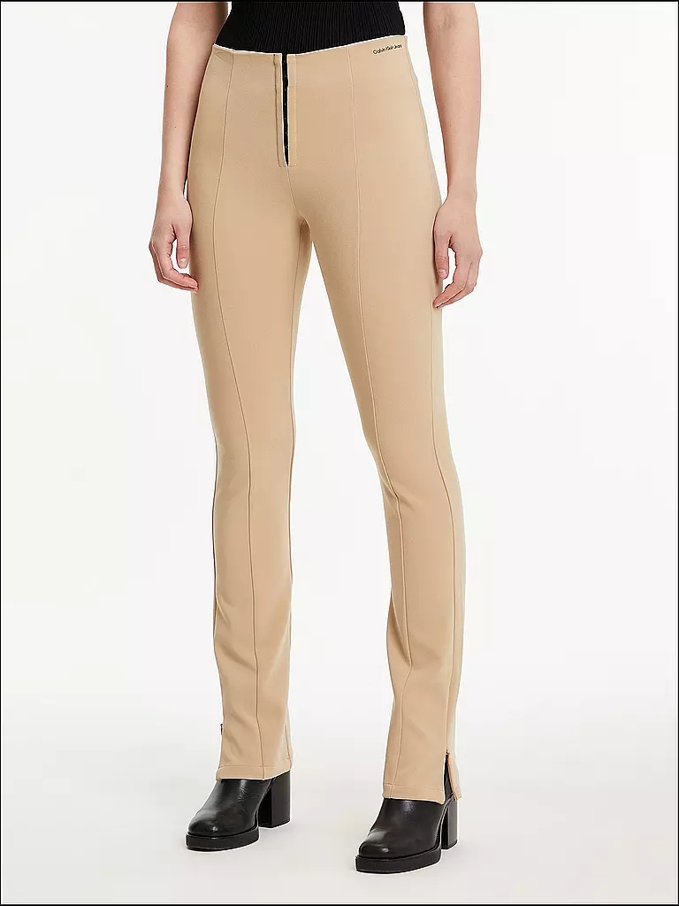 CALVIN KLEIN JEANS | Pantalones de talle alto corte ajustado | Beige