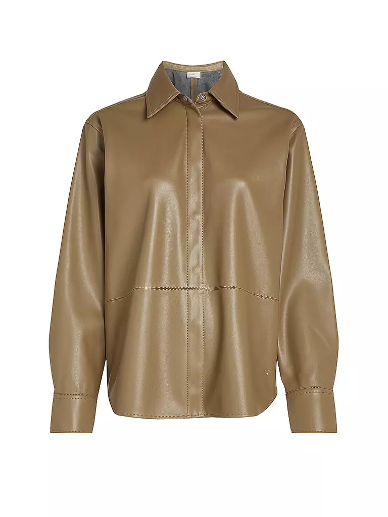 CALVIN KLEIN JEANS | Sobrecamisa con aspecto de cuero | Marrón claro