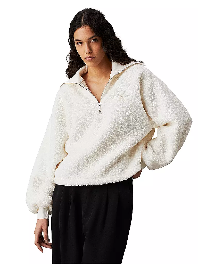 CALVIN KLEIN JEANS | Sweater in Felloptik | Crema