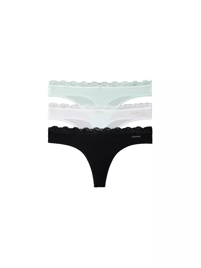 CALVIN KLEIN | Strings paquete de 3 negro blanco jade luz de luna | Negro