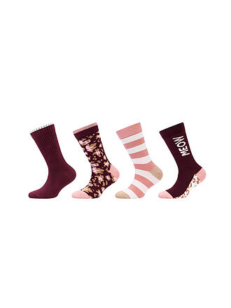 CAMANO | Calcetines para niña, paquete de 4, burdeos
