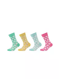 CAMANO | Calcetines para niña, paquete de 4, blanco roto jaspeado | Multicolor