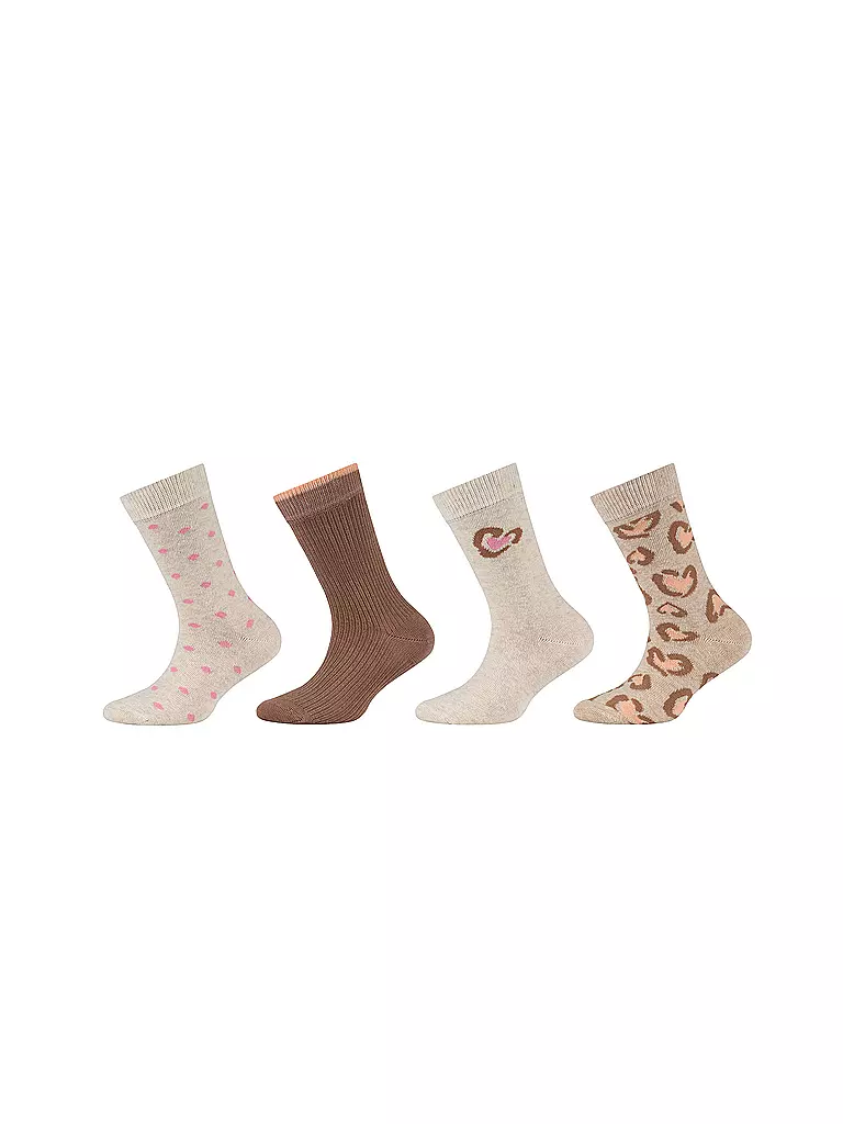 CAMANO | Calcetines para niña, paquete de 4, blanco roto jaspeado | Beige