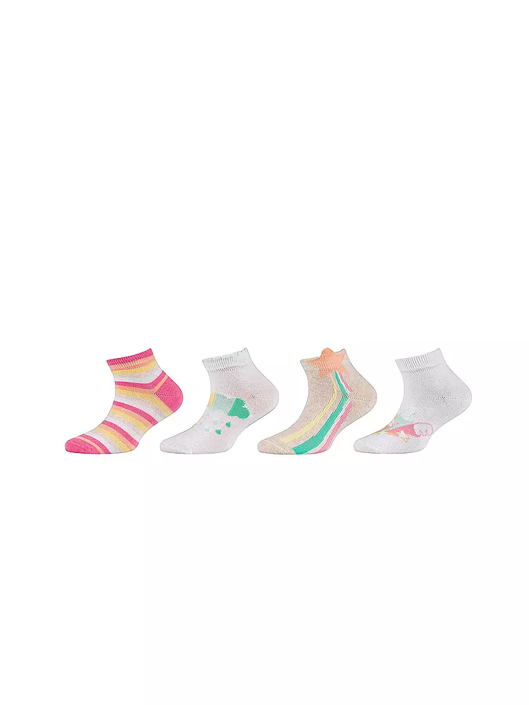 CAMANO | Calcetines sneaker para niña, paquete de 4, mezcla de blanco | Crema