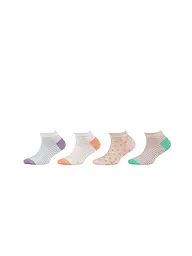 CAMANO | Calcetines tipo sneaker para niña, paquete de 4, mezcla de blanco | Crema