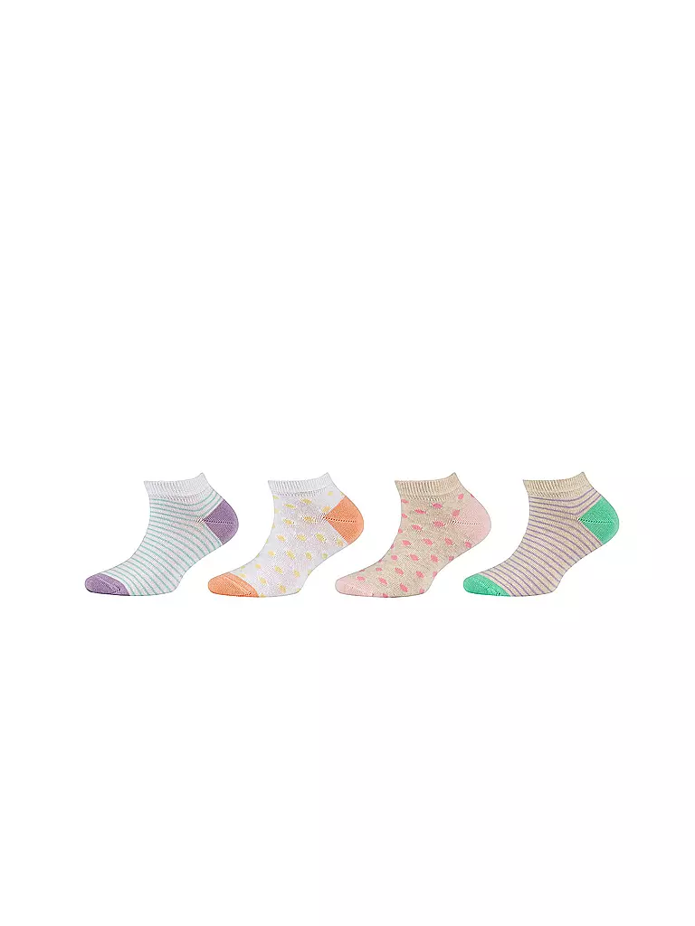 CAMANO | Calcetines tipo sneaker para niña, paquete de 4, mezcla de blanco | Crema
