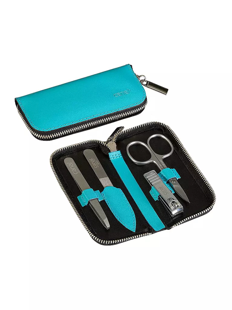 CANAL | Estuche con cremallera de piel serraje de 4 piezas (Turquesa) 5381 | türkis