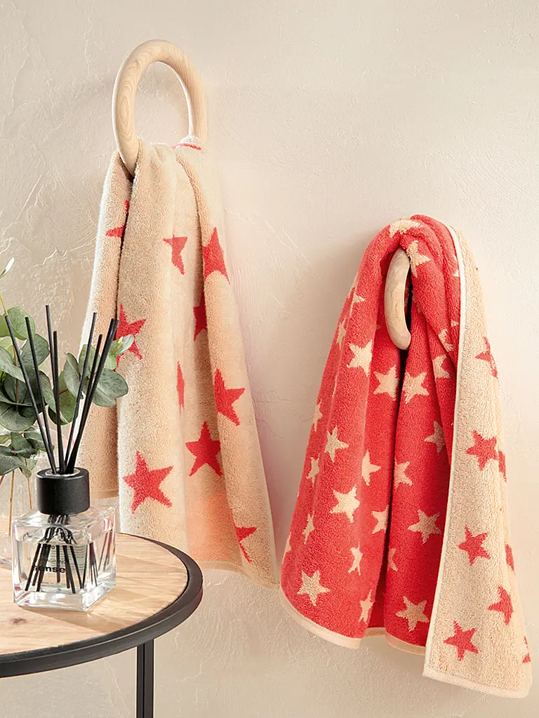 CAWÖ | Toalla de tocador NEW STAR 30x50cm Beige/Rosa | Rojo